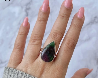 Ruby Zoisite Adjustable Ring / 925 Sterling Silver / Healing Gemstone / Gifts for her / Ruby Zoisite Jewel / Statement Ring