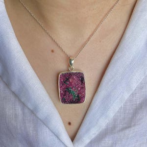 Cobalt Calcite Pendant / 925 Sterling Silver Pendant / Healing Gemstone / Gifts for her / Fancy Rough / Statement Cobalt Calcite Pendants