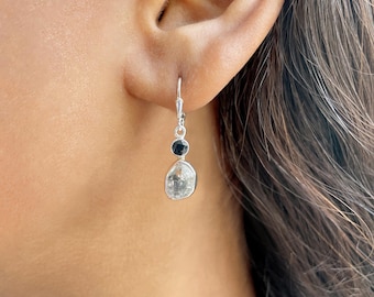 Herkimer Diamond Leverback Earrings / 925 Sterling Silver / Healing Gemstone / Gift For Her / Herkimer Diamond Jewelry / Statement Earrings