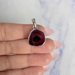 Watermelon Tourmaline Slice Pendant / 925 Sterling Silver / Healing Gemstone / Gifts for her / Fancy-Slice / Statement Tourmaline Pendant