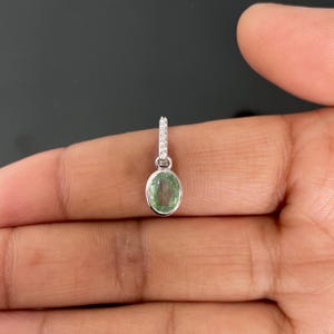 Green Kyanite, White Topaz Pendant / 925 Sterling Silver Pendant / Healing Gemstone / Gifts for her / Oval / Dainty Green Kyanite Pendant