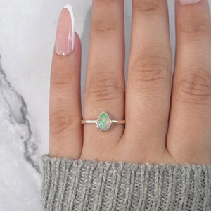 Opal Ring / 925 Sterling Silver / Rhodium vermeil / Healing Gemstone / Stackable Ring / Gifts for her / Pear Cab / Dainty Ring OPL-SR-2835.