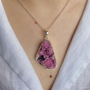 Cobalt Calcite Pendant / 925 Sterling Silver Pendant / Healing Gemstone / Gifts for her / Fancy Rough / Statement Cobalt Calcite Pendants
