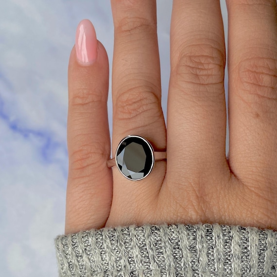 Bague tourmaline noire/ argent sterling 925/ vermeil rhodié