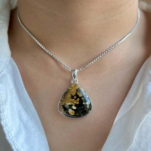 Ocean Jasper Pendant / 925 Sterling Silver Pendant / Healing Gemstone / Ocean Jasper Jewellery / Pear Cab / Statement Ocean Jasper Pendants