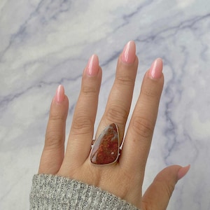 Crazy Lace Agate Adjustable Ring / 925 Sterling Silver Ring / Healing Gemstone / Gifts for her / Fancy / Statement Crazy Lace Agate Rings