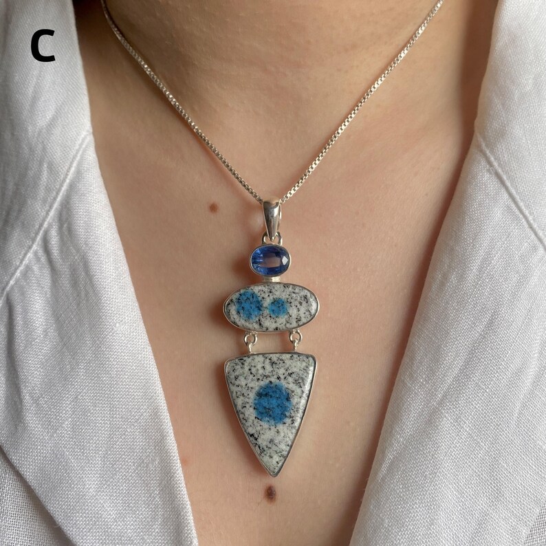 K2-Jaspis-Anhänger / 925er Sterlingsilber / Heilstein / Natürlicher K2-Jaspis-Schmuck / Geschenk für Sie / Statement-Anhänger C