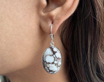 Wild Horse Jasper Earring / 925 Sterling Silver Earring / Healing Gemstone / Gifts For Her / Oval Cab / Statement Wild Horse Jasper Earring