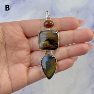 Pietersite Pendant / 925 Sterling Silver / Healing Gemstone / Gifts for her / Pietersite Jewelry / Statement Pendant image 7