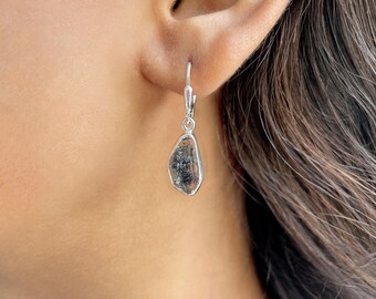 Herkimer Diamond Leverback Earrings / 925 Sterling Silver / Healing Gemstone / Gift For Her / Herkimer Diamond Jewellry / Statement Earrings