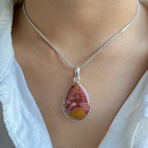 Ocean Jasper Pendant / 925 Sterling Silver Pendant / Healing Gemstone / Ocean Jasper Jewellery / Pear Cab / Statement Ocean Jasper Pendants