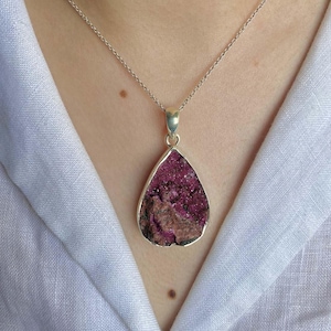 Cobalt Calcite Pendant / 925 Sterling Silver Pendant / Healing Gemstone / Gifts for her / Fancy Rough / Statement Cobalt Calcite Pendants