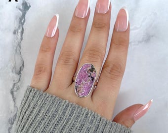 Cobalt Calcite Adjustable Ring / 925 Sterling Silver / Healing Gemstone / Cobalt Calcite Jewelry / Gifts for her / Statement Ring