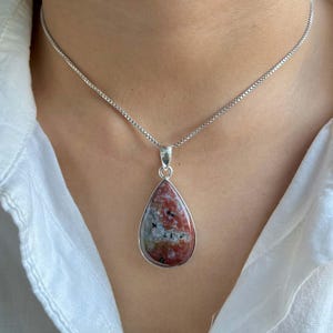 Ocean Jasper Pendant / 925 Sterling Silver Pendant / Healing Gemstone / Ocean Jasper Jewellery / Pear Cab / Statement Ocean Jasper Pendants