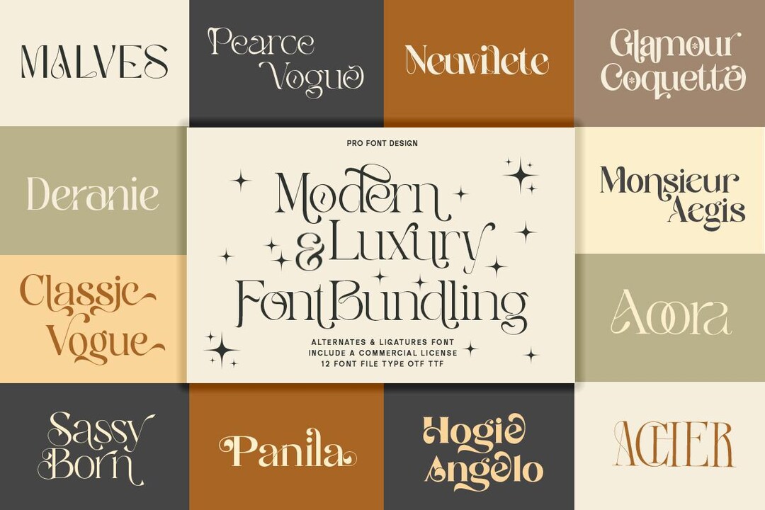 Modern Luxury Font Bundle | Elegant Serif Font for Branding & Logo ...