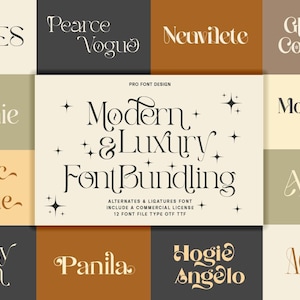 Lot de polices de caractères de luxe modernes | Police Serif élégante pour la marque et la conception de logo, police à ornement, polices Cricut, polices esthétiques, police personnalisée, police de logo