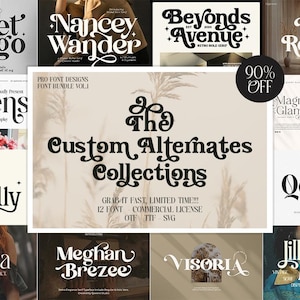 Font Bundle Moderne Retro & stilvolle Alternativen, Benutzerdefinierte Schriftart, ästhetische Schriftart, Cricut-Schriftarten, Schriftarten SVG, Branding-Schrift, Vintage-Schrift, süße Schriftarten
