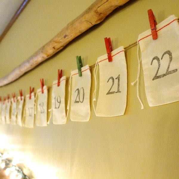 Christmars Holiday Advent Calendar, X-Mas Garland Bunting, 24 day Advent Calendar, Xmas Decor