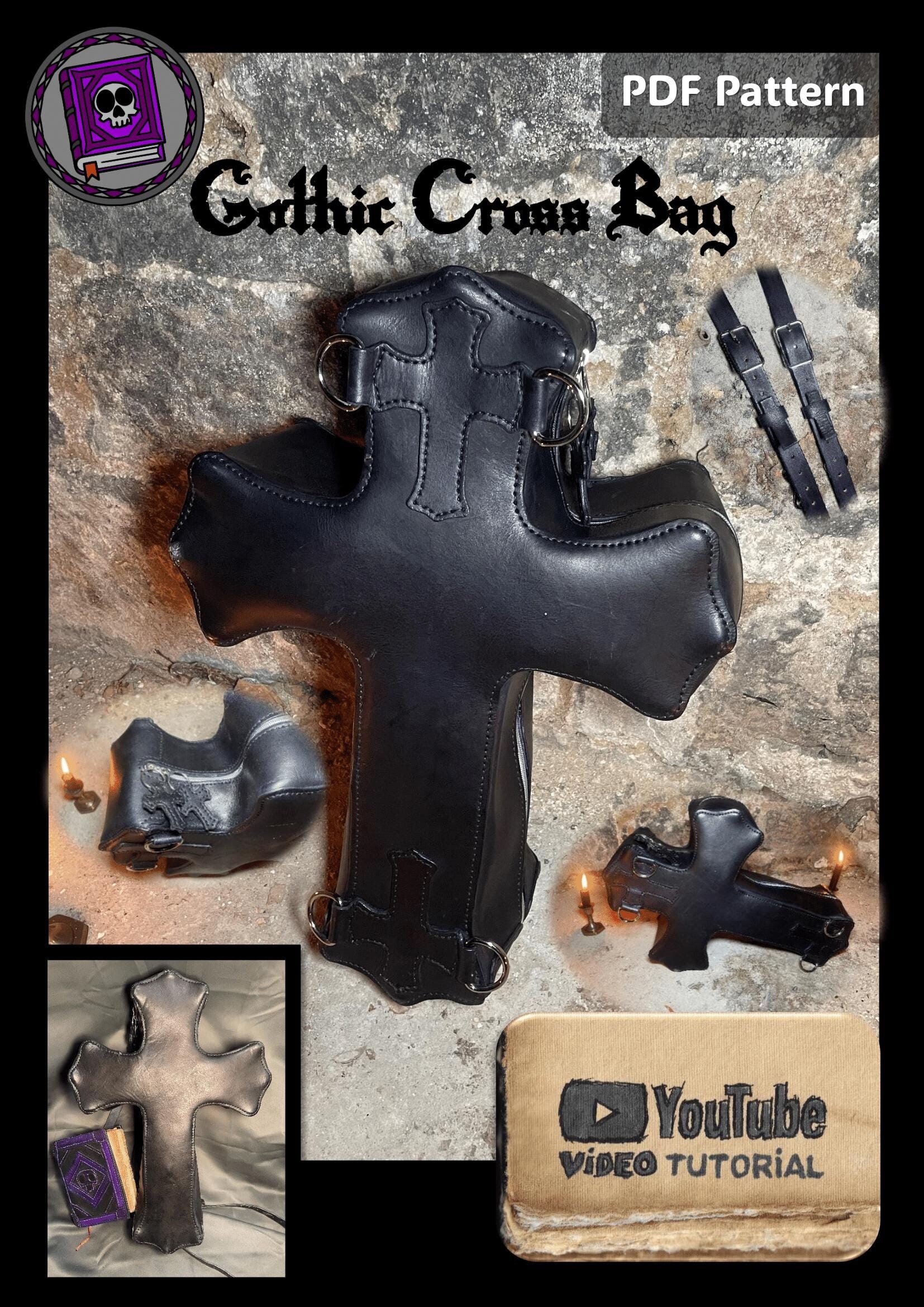 Gothic Leather Cross Bag - DIY PDF Pattern for Handcrafted Creations - Etsy