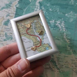 Long distance gift, two maps in one, custom map gift, maps in frame, boyfriend distance, deployment gift, miss you gift, girlfriend distance image 4