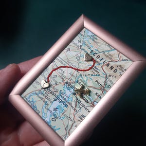 Long Distance Map Frame, String of Fate Gift (2x2.7")