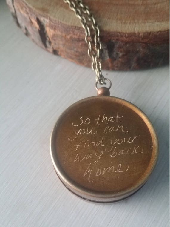 Engraved compass compass necklace moving away gift quote Etsy