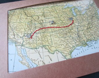 Long distance card, distance christmas card, string of fate, red string of fate, unique christmas card, map card, map greeting card