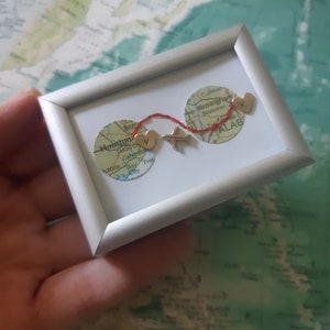 Long distance gift, two maps in one, custom map gift, maps in frame, boyfriend distance, deployment gift, miss you gift, girlfriend distance image 1