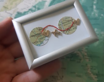 Custom Map Gift: Long Distance Relationship, Red String of Fate