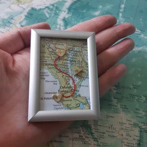 Long distance gift, two maps in one, custom map gift, maps in frame, boyfriend distance, deployment gift, miss you gift, girlfriend distance image 2