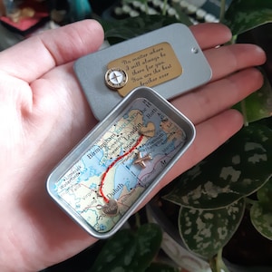 Personalized Sibling Gift: Red String of Fate Map Tin