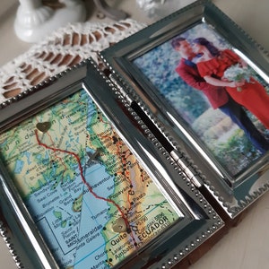 Long distance gift, deployment gift, gift for him, map and photo, map in frame, distance gift for him, girlfriend distance