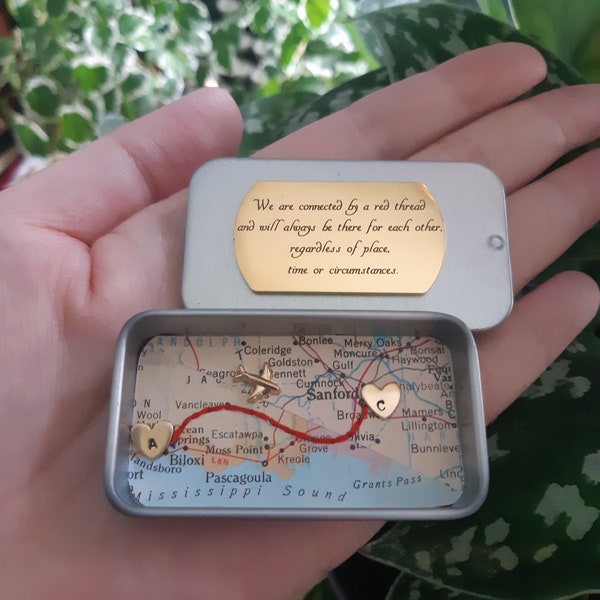 Regalo de larga distancia, abrazo de bolsillo, cuerda del destino, distancia del novio, regalo de mudanza, amigos de larga distancia, regalo de te extraño