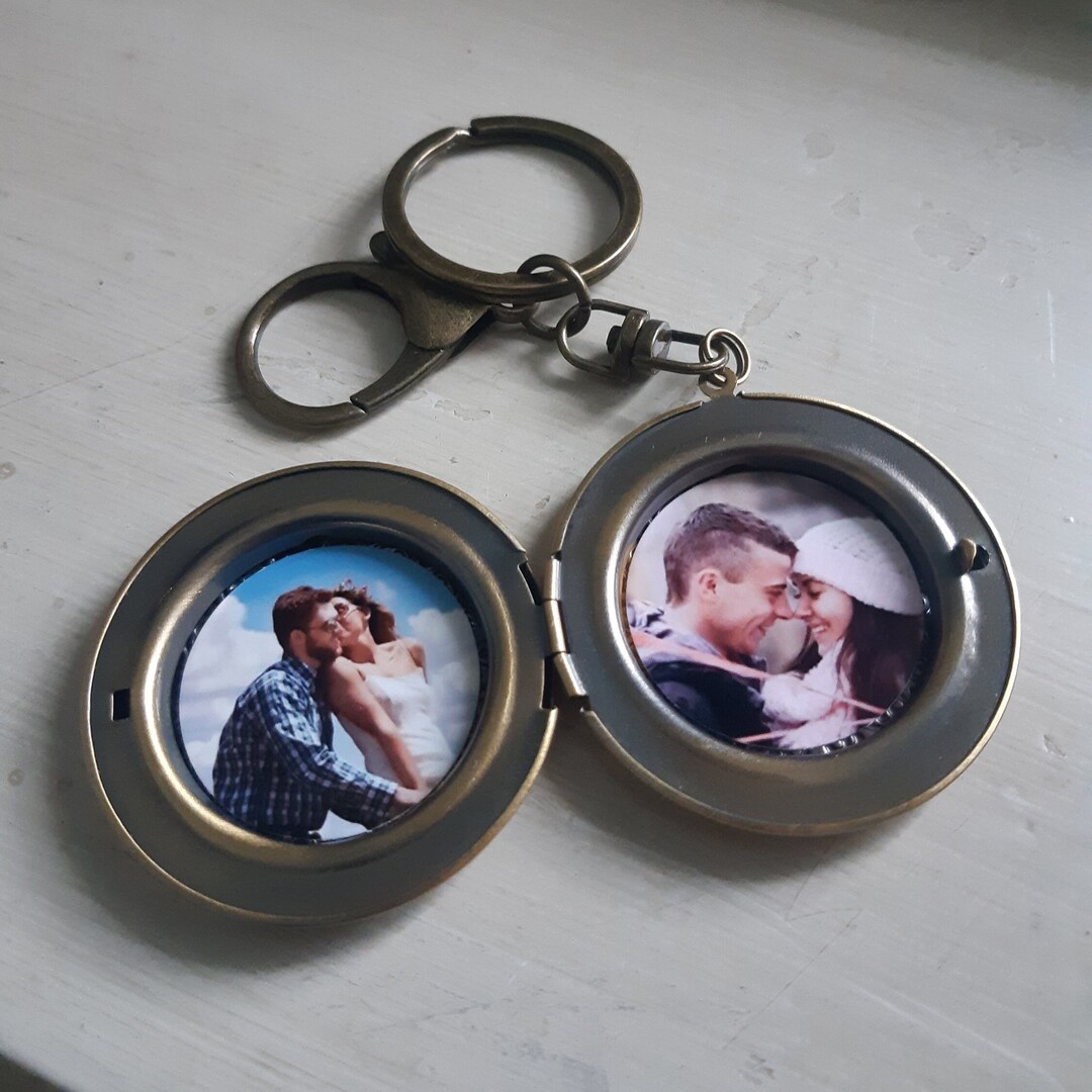Locket Keychain Locket With Photos Locket for Him Locket Etsy