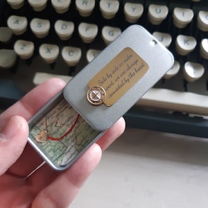 Custom Map Gift: Long Distance Keepsake Tin with Red String of Fate