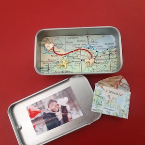 Cadeau interurbain, deux cartes en une, cadeau carte personnalisé, cartes dans le cadre, distance entre amis, cadeau de déploiement, cadeau tu m'as manqué, distance entre petites amies