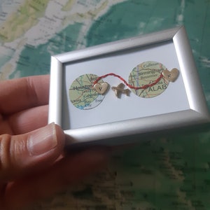 Long distance gift, two maps in one, custom map gift, maps in frame, boyfriend distance, deployment gift, miss you gift, girlfriend distance image 3