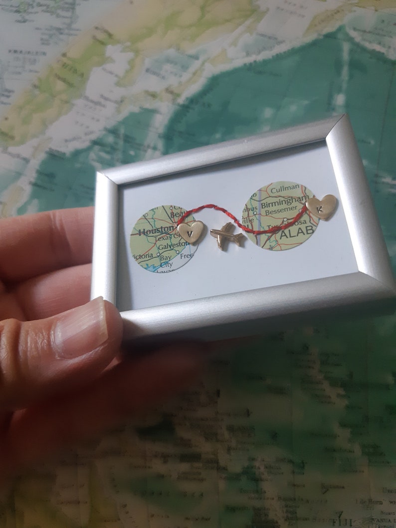 Long distance gift, two maps in one, custom map gift, maps in frame, boyfriend distance, deployment gift, miss you gift, girlfriend distance image 3