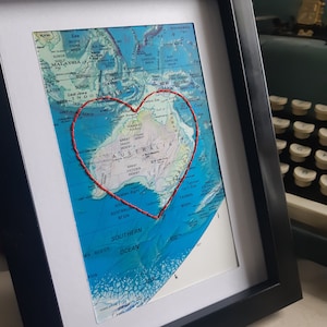 carte vintage, carte vintage encadrée, carte Australie, carte Vietnam, carte Paris, carte coeur, cadeau voyage, cadeau carte vintage, cadeau papier anniversaire