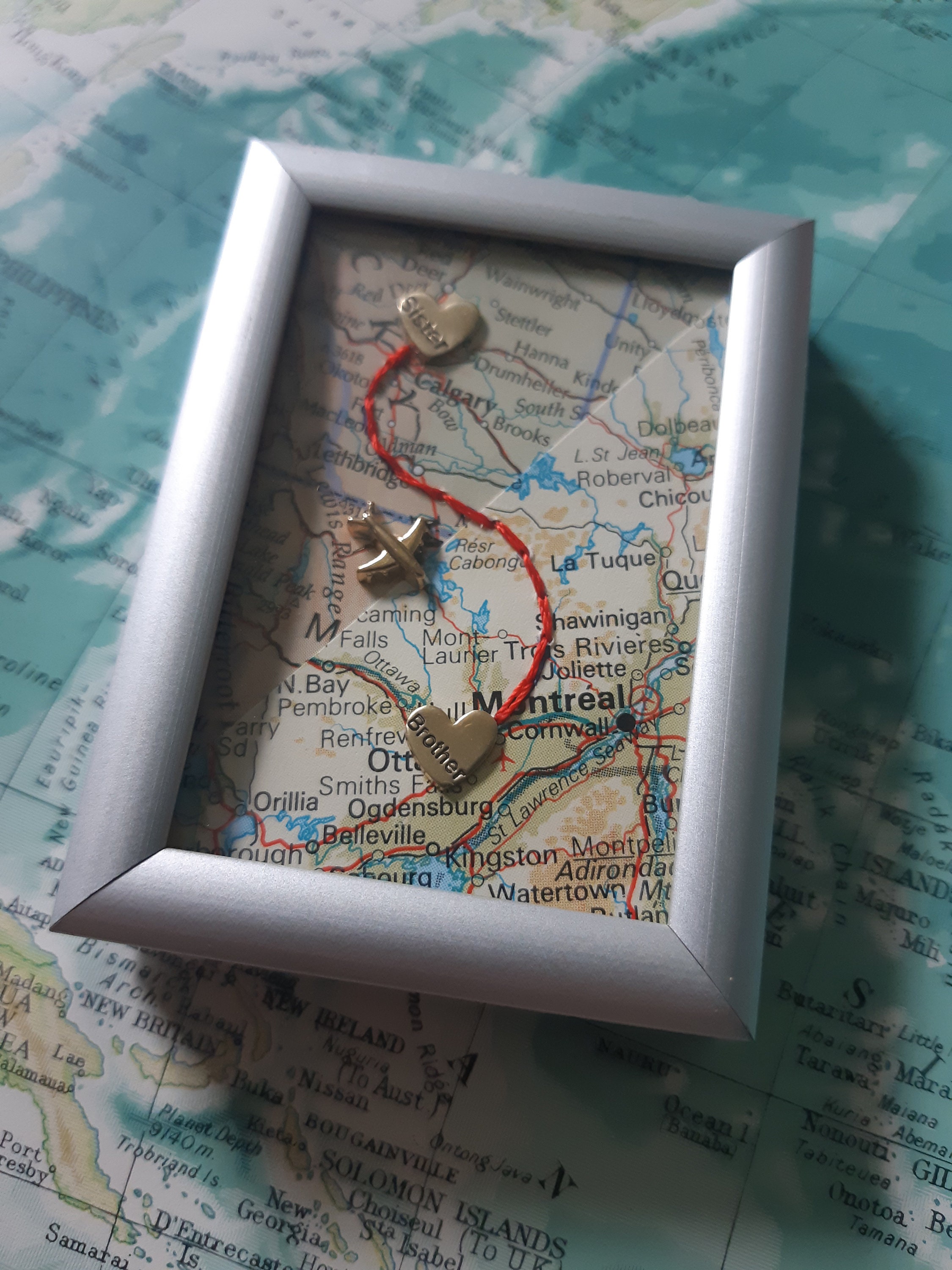 Brother Sister Map Frame: Long Distance Gift