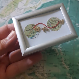 Long distance gift, two maps in one, custom map gift, maps in frame, boyfriend distance, deployment gift, miss you gift, girlfriend distance image 2