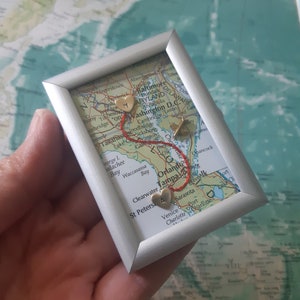 Long distance gift, two maps in one, custom map gift, maps in frame, boyfriend distance, deployment gift, miss you gift, girlfriend distance image 3