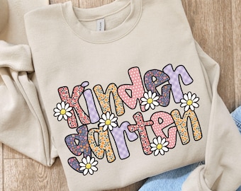 Floral Kindergarten Teacher Sweatshirt: Kindergarten Bubble Patterned Retro Teacher Sweater