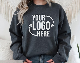 Custom Logo Sweatshirt: Personalized Photo or Text Gildan Brand Crewneck or Hoodie