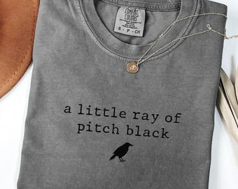 Funny Sarcastic Shirt, Comfort Colors Bird Lover Tshirt, Funny Gift for Friend, Dark Humor Tee, A Little Ray of Pitch Black, Gothic Crow Tee