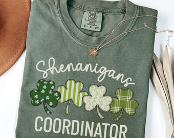 St Patricks Day Teacher Shirt: Comfort Colors Saint Paddys Funny Teacher TShirt, St Pattys Sweatshirt, Irish Hoodie, Shenanigans Coordinator