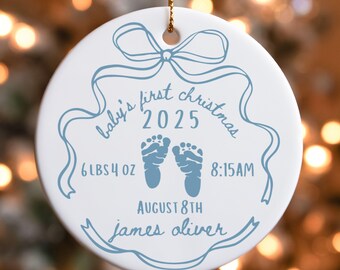 Personalized Baby's First Christmas Ornament: Custom Coquette New Baby Keepsake
