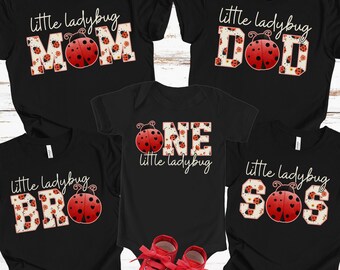 Kids First Birthday Party Shirt, Ladybug Birthday Party, Family Matching Birthday Tshirts, First Birthday Party Tees, Cute Ladybug Party Tee