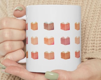 Watercolor Books Coffee Mug, Book Lovers Coffee Cup, Reading Coffee Mug, Book Lovers Tea Cup, Watercolor Tea Cup, Gift For Book Lovers, Read
