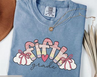 Coquette Fifth Grade Teacher Shirt: Comfort Colors 5th Grade Rainbow T-shirt